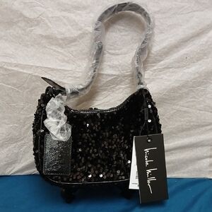 Nicole Miller Black Sequin Women's Evening/Party Bag 8.5" X 6" X 2.5" NWT